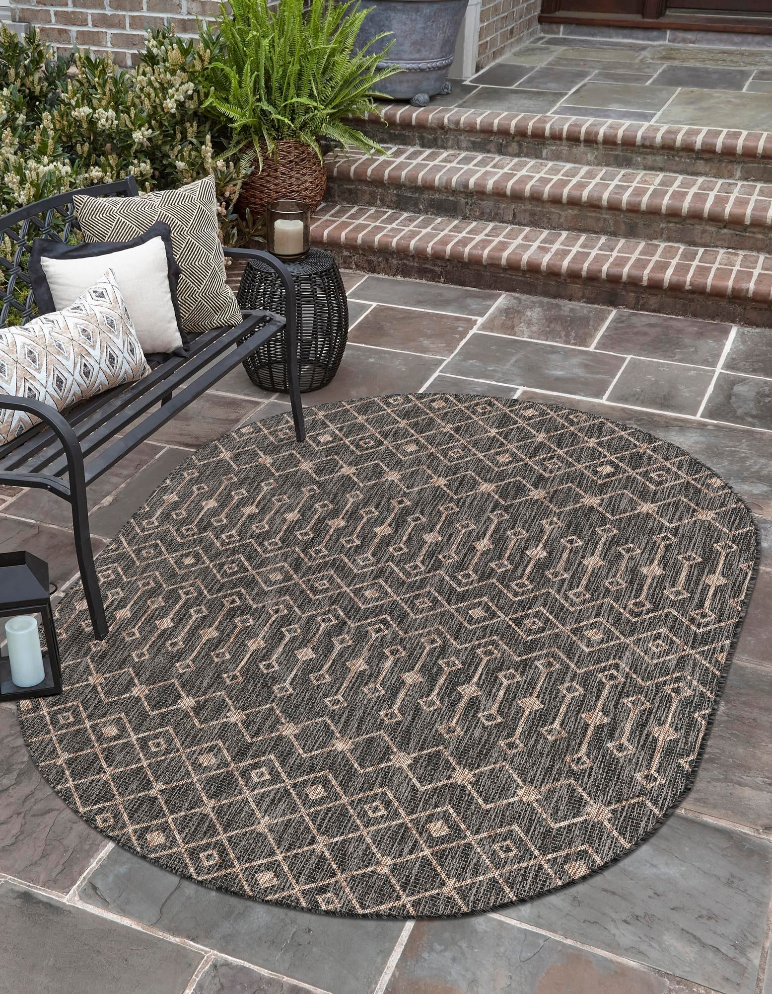 Seaside Lattice Collection Area Rug -  Pergola (Charcoal Gray)