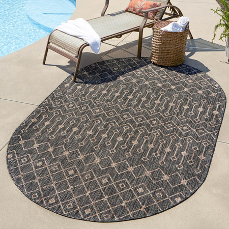 Seaside Lattice Collection Area Rug -  Pergola (Charcoal Gray)