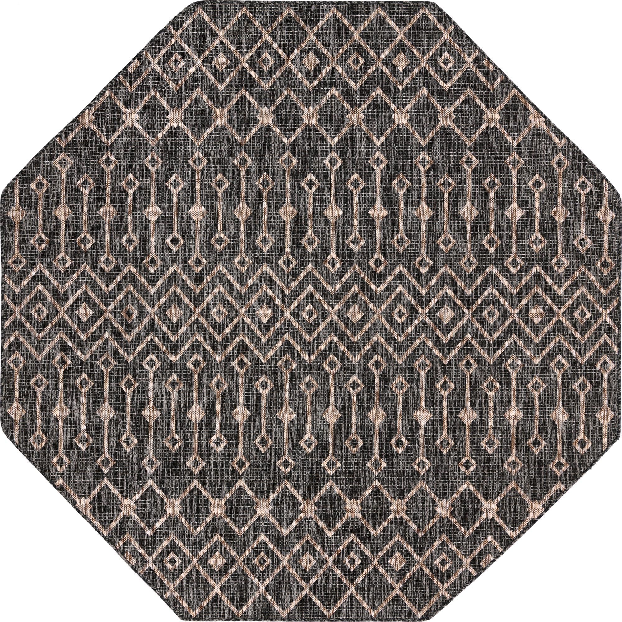 Seaside Lattice Collection Area Rug -  Pergola (Charcoal Gray)