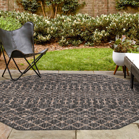 Seaside Lattice Collection Area Rug -  Pergola (Charcoal Gray)