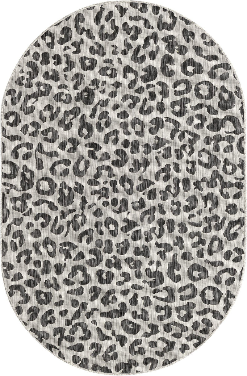 Jungle Expedition Collection Area Rug -  Amazon (Light Gray) Oval Light Gray Main