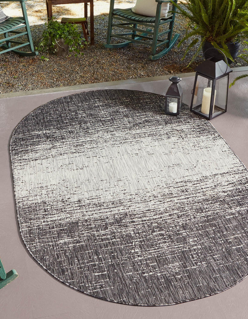 Urban Terrace Collection Area Rug -  Vanderbilt Oval Charcoal Gray  lifestyle 0