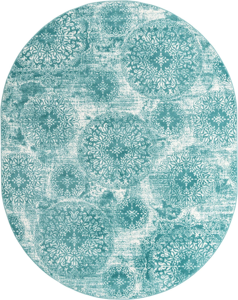 Riviera Elegance Collection Area Rug -  Monaco (Turquoise) Oval Turquoise Main