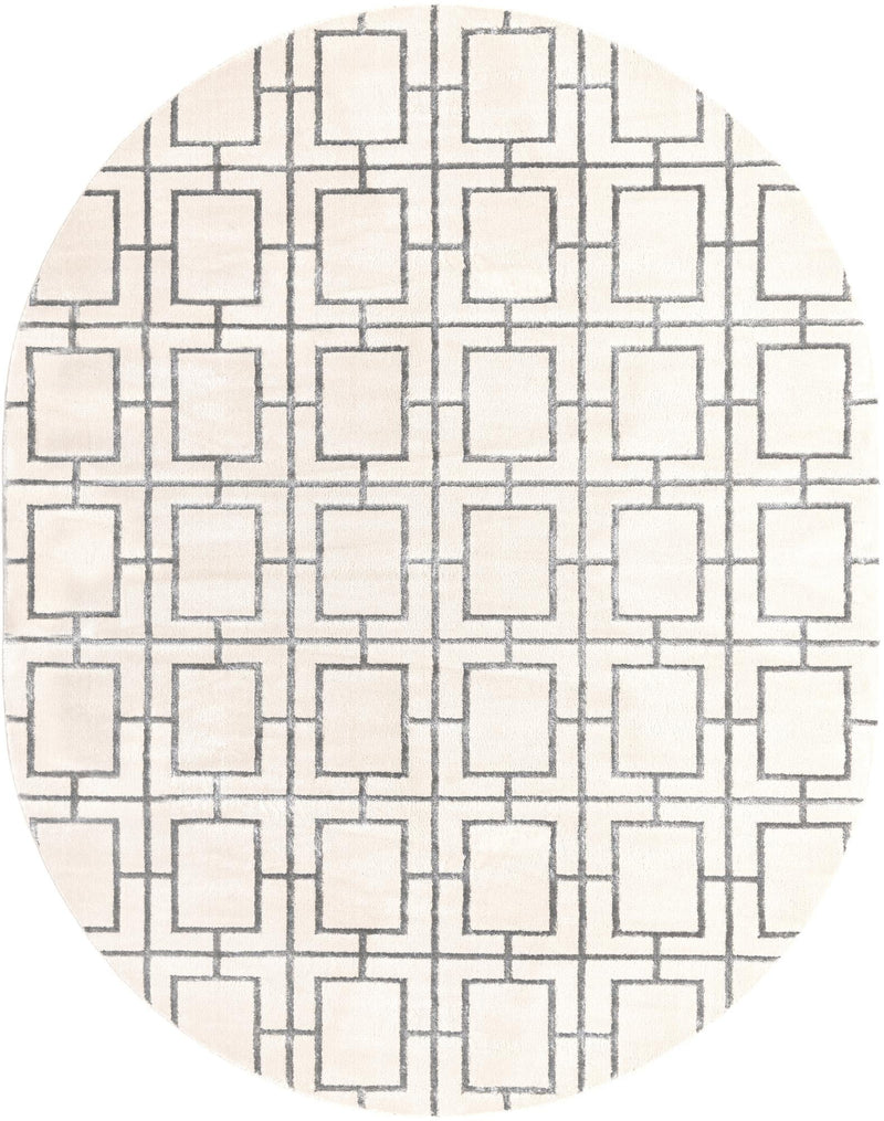 Hollywood Luxe Collection Area Rug -  Beverly (White Silver) Oval White Silver  lifestyle 18