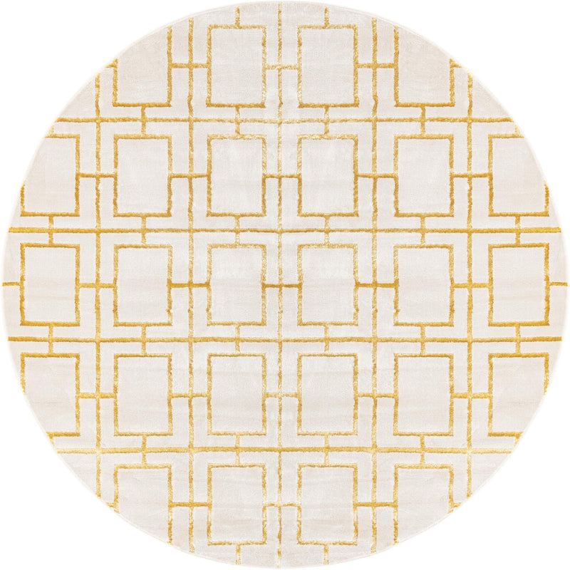 Hollywood Luxe Collection Area Rug -  Beverly (White Gold) Round White Gold  lifestyle 15