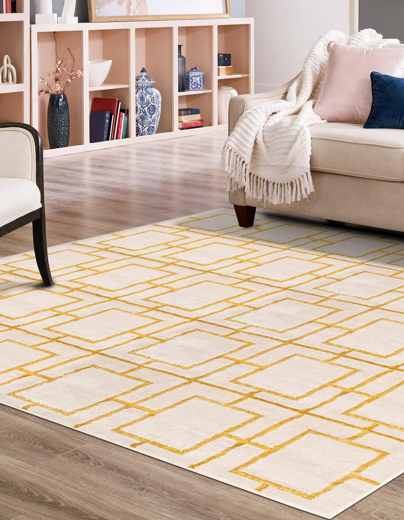 Hollywood Luxe Collection Area Rug -  Beverly (White Gold) Square White Gold  lifestyle 20