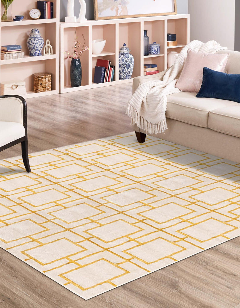 Hollywood Luxe Collection Area Rug -  Beverly (White Gold) Square White Gold  lifestyle 24