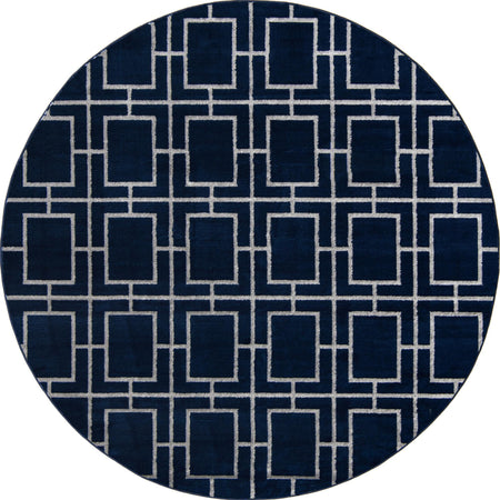 Hollywood Luxe Collection Area Rug -  Beverly (Navy Blue Silver)