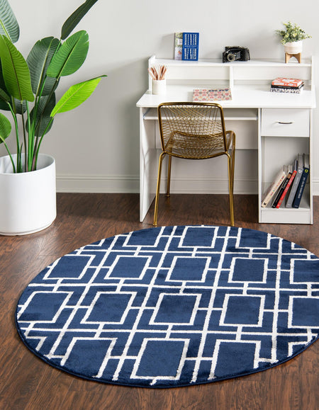 Hollywood Luxe Collection Area Rug -  Beverly (Navy Blue Silver)