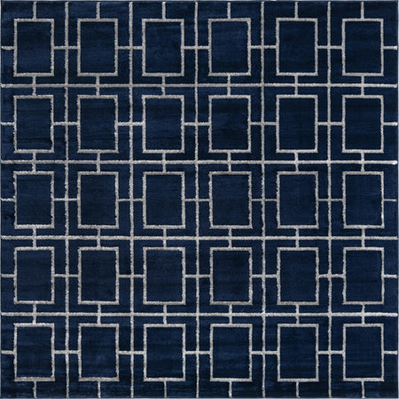 Hollywood Luxe Collection Area Rug -  Beverly (Navy Blue Silver)