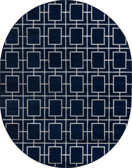 Hollywood Luxe Collection Area Rug -  Beverly (Navy Blue Silver)