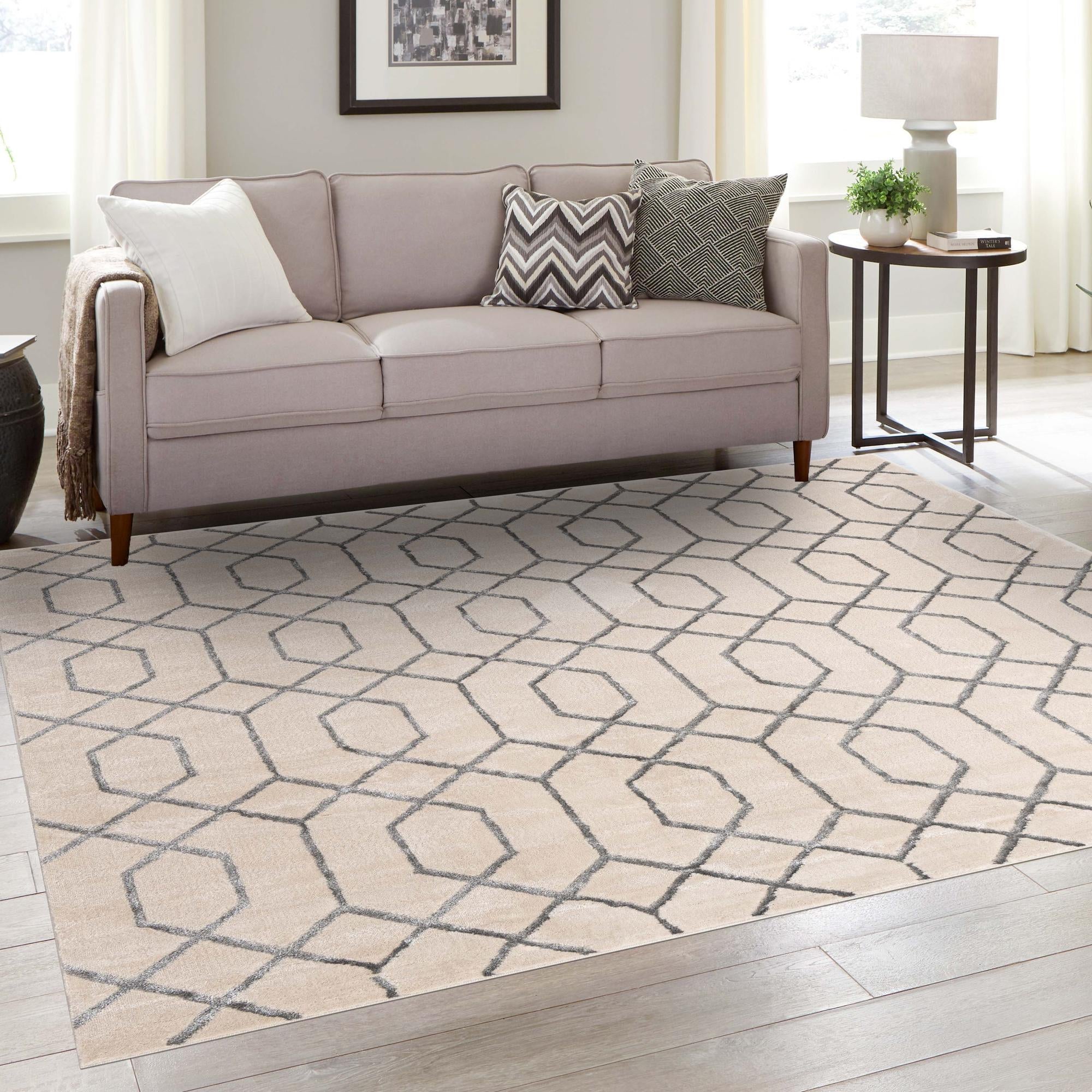 Hollywood Luxe Collection Area Rug - Sunset (White Silver)