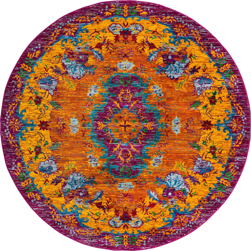 Caribbean Cove Collection Area Rug -  Nevis Round Orange  lifestyle 30