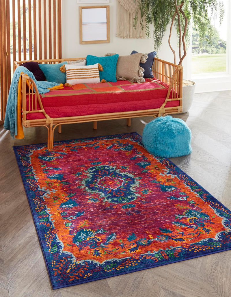 Caribbean Cove Collection Area Rug -  Nevis Rectangle Fuchsia  lifestyle 6