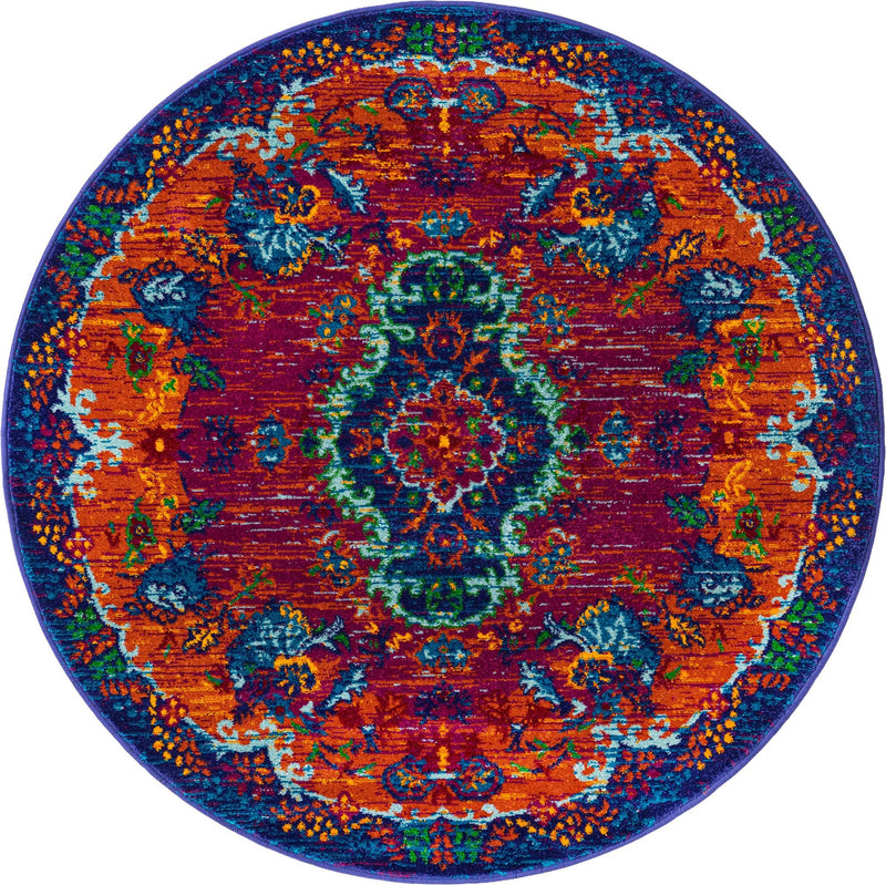 Caribbean Cove Collection Area Rug -  Nevis Round Fuchsia  lifestyle 33