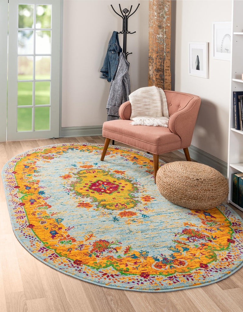 Caribbean Cove Collection Area Rug -  Nevis Oval Aqua  lifestyle 44