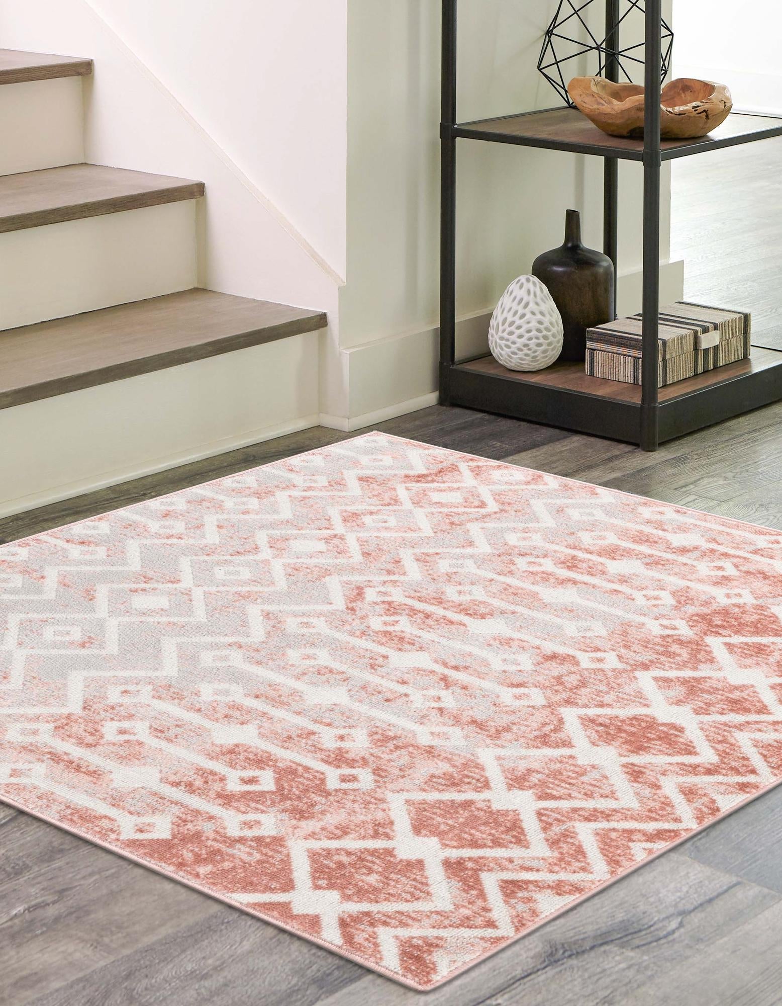 Marrakech Lattice Collection Area Rug - Essaouira (Dusty Rose)