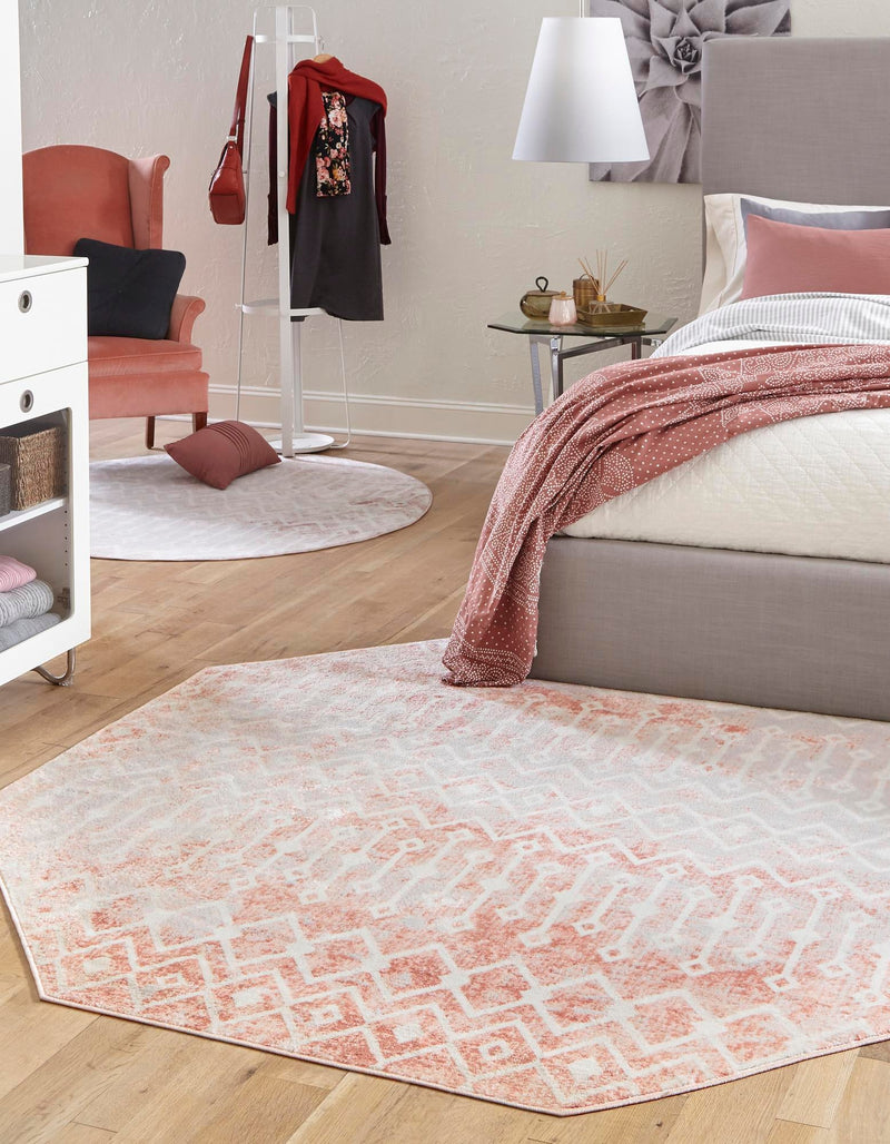 Marrakech Lattice Collection Area Rug - Essaouira (Dusty Rose) Octagon Dusty Rose  lifestyle 18