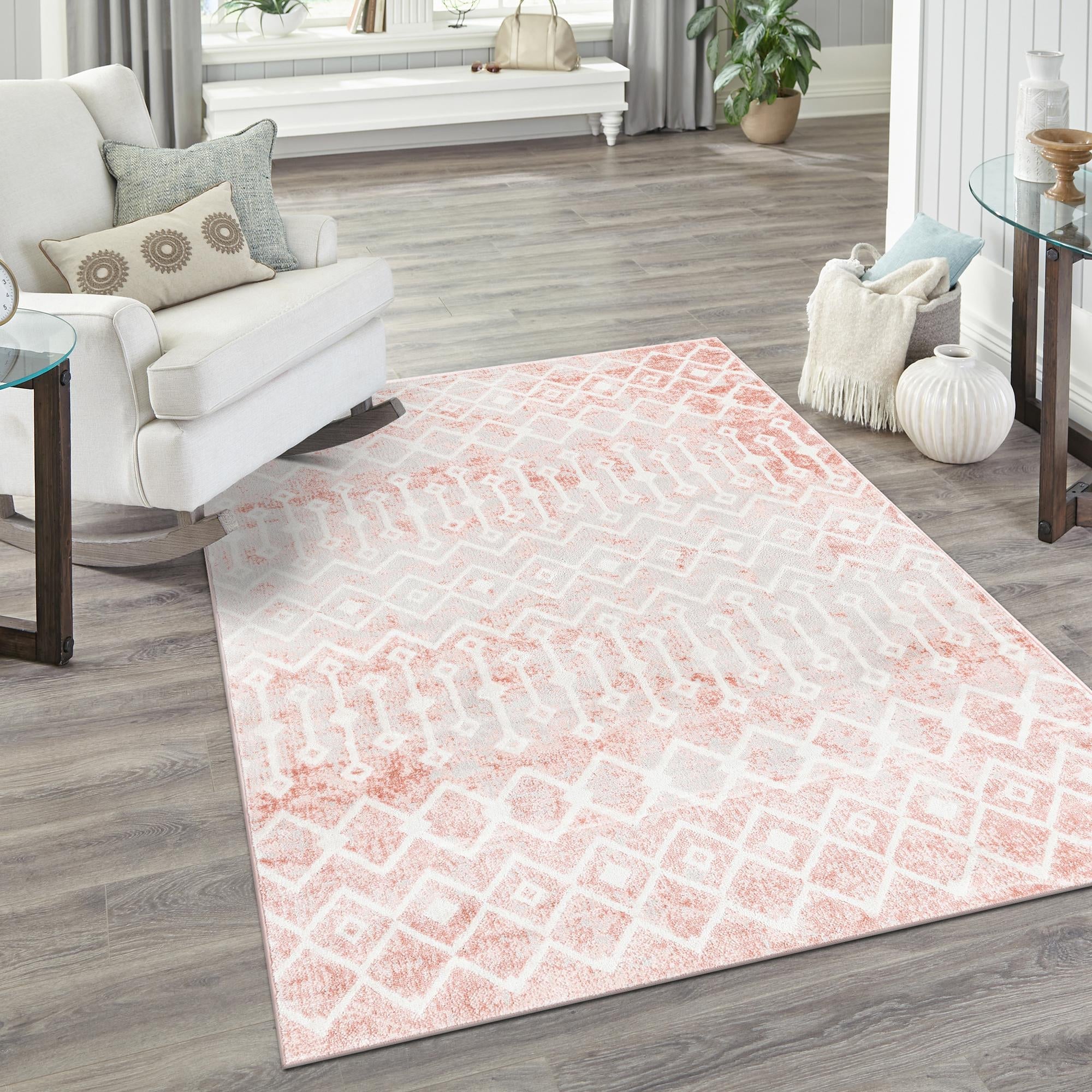 Marrakech Lattice Collection Area Rug - Essaouira (Dusty Rose)