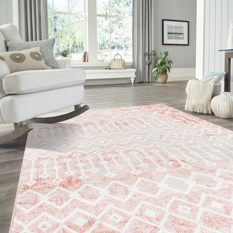 Marrakech Lattice Collection Area Rug - Essaouira (Dusty Rose) Rectangle Dusty Rose  lifestyle 13