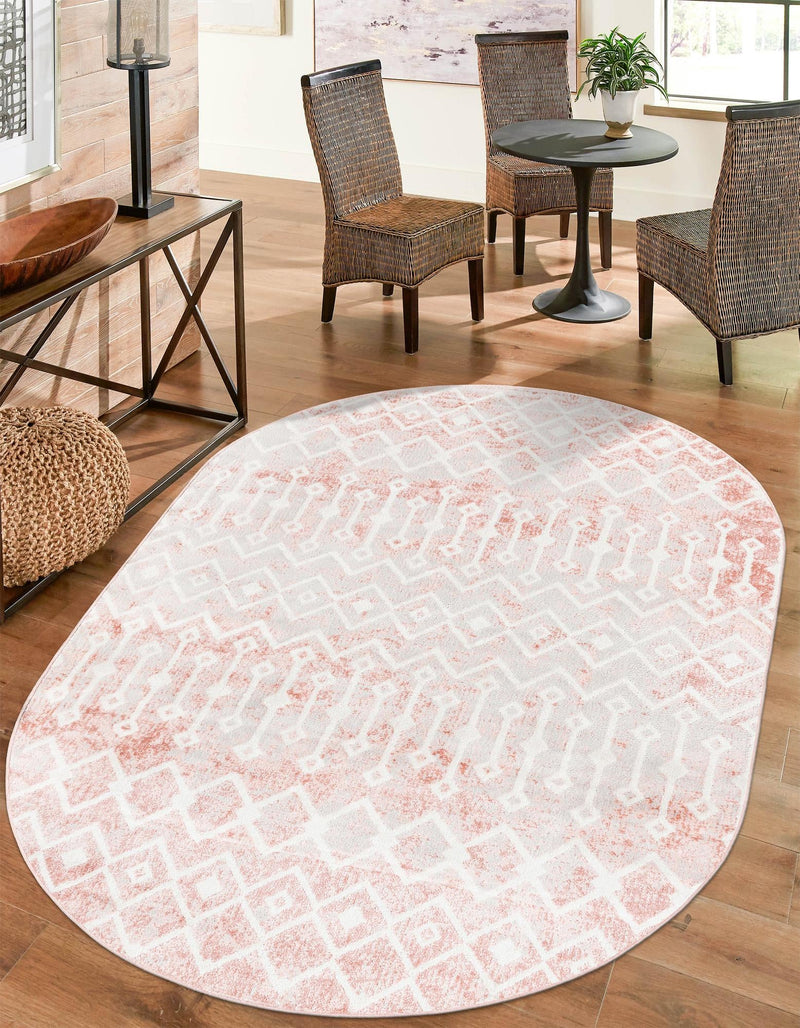 Marrakech Lattice Collection Area Rug - Essaouira (Dusty Rose) Oval Dusty Rose  lifestyle 30