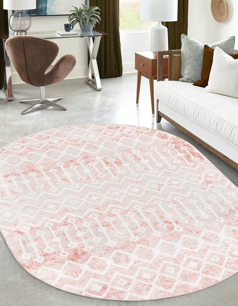 Marrakech Lattice Collection Area Rug - Essaouira (Dusty Rose) Oval Dusty Rose  lifestyle 42