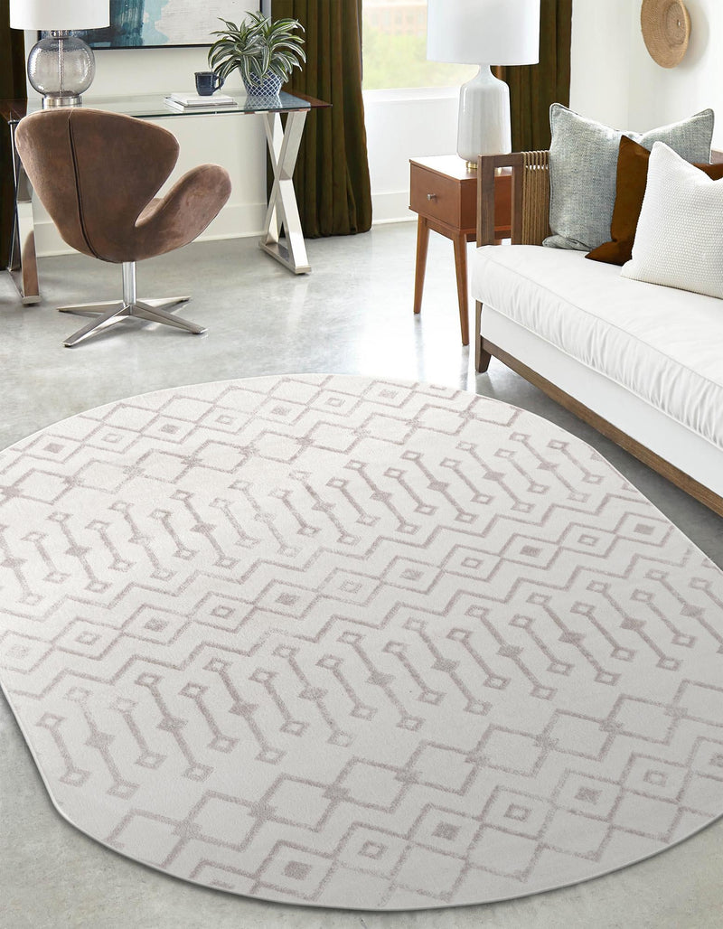 Marrakech Lattice Collection Area Rug - Essaouira (Pearl) Oval Pearl  lifestyle 43