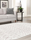 Marrakech Lattice Collection Area Rug - Essaouira (Pearl) Oval Pearl  lifestyle 49