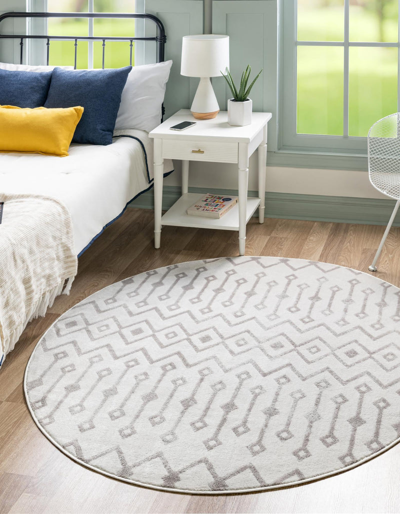 Marrakech Lattice Collection Area Rug - Essaouira (Pearl) Round Pearl  lifestyle 17