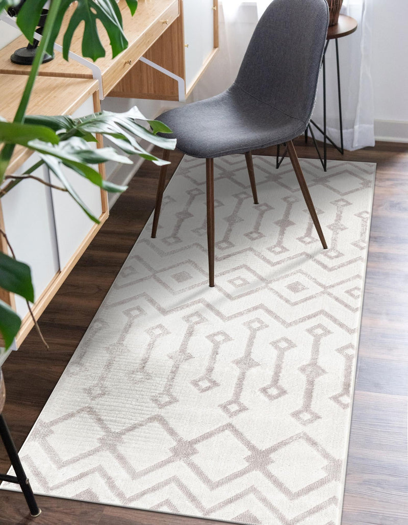 Marrakech Lattice Collection Area Rug - Essaouira (Pearl) Runner Pearl  lifestyle 31