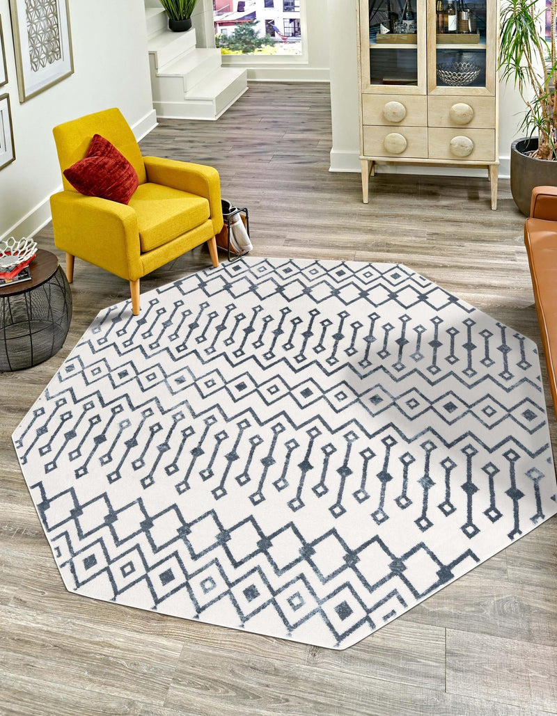 Marrakech Lattice Collection Area Rug - Essaouira (Coastal White) Octagon Coastal White  lifestyle 10