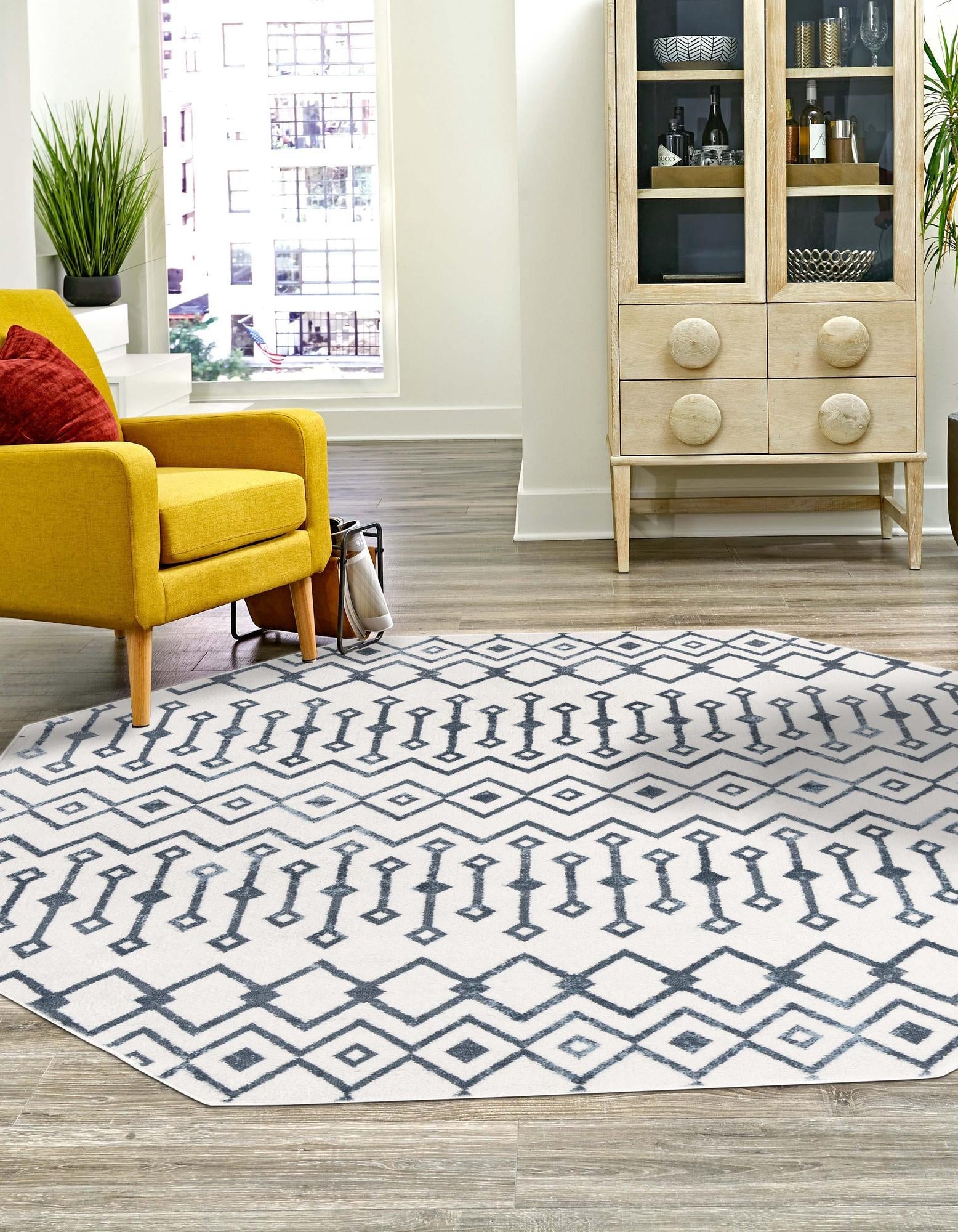 Marrakech Lattice Collection Area Rug - Essaouira (Coastal White)