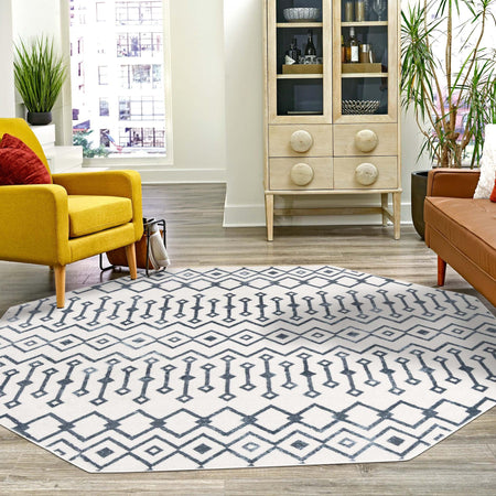 Marrakech Lattice Collection Area Rug - Essaouira (Coastal White)