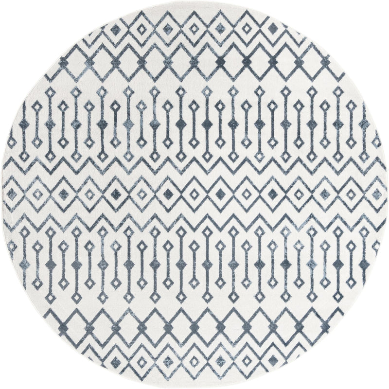 Marrakech Lattice Collection Area Rug - Essaouira (Coastal White) Round Coastal White  lifestyle 6