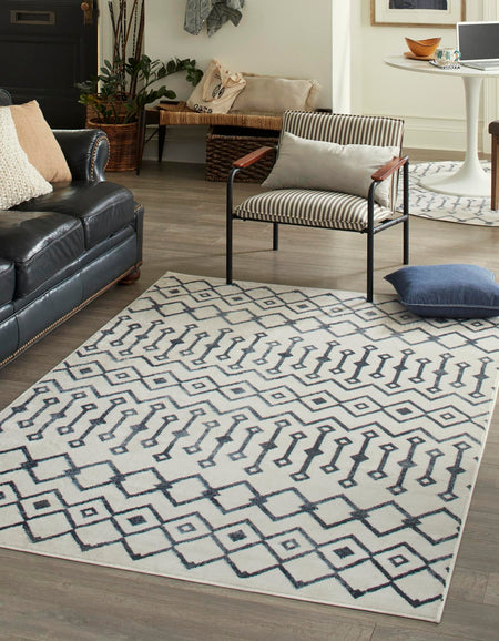 Marrakech Lattice Collection Area Rug - Essaouira (Coastal White)