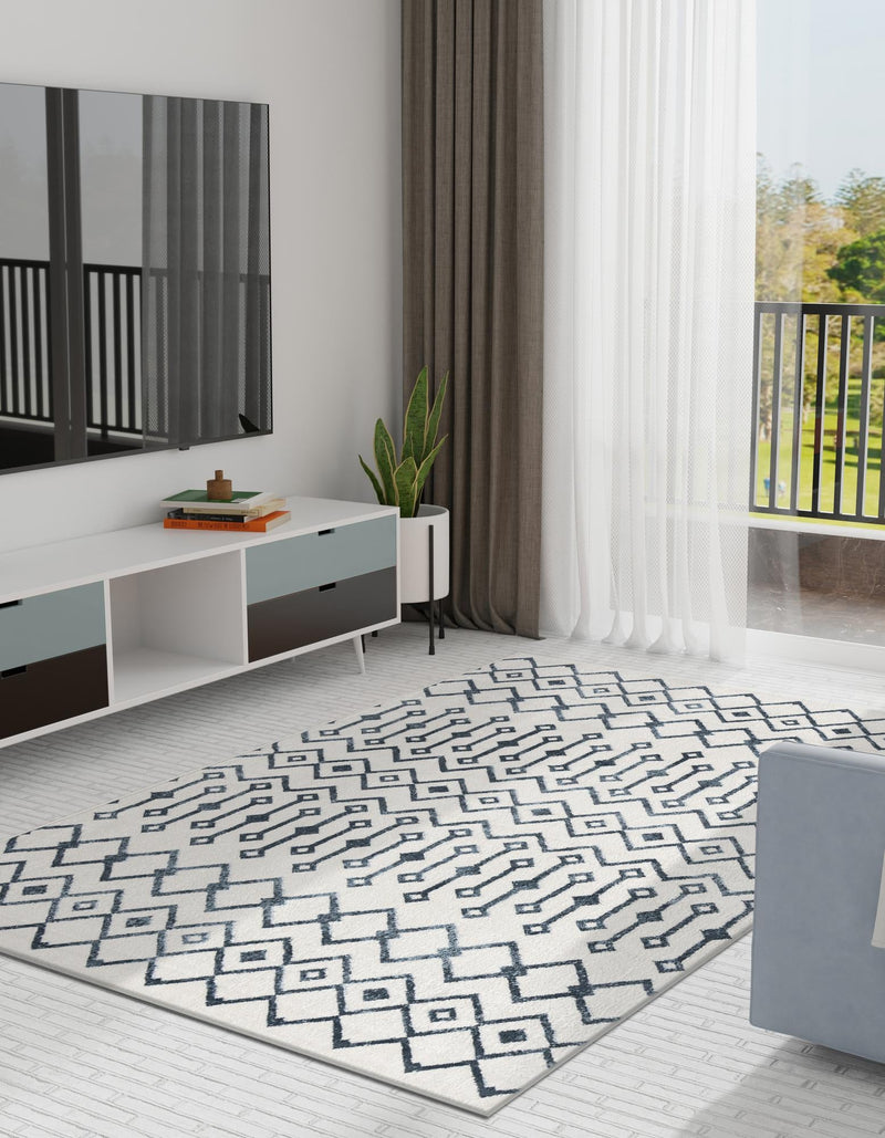 Marrakech Lattice Collection Area Rug - Essaouira (Coastal White) Rectangle Coastal White  lifestyle 3