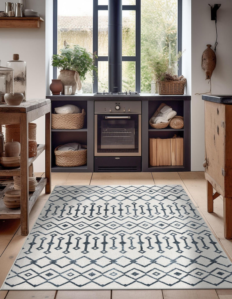 Marrakech Lattice Collection Area Rug - Essaouira (Coastal White) Rectangle Coastal White  lifestyle 8