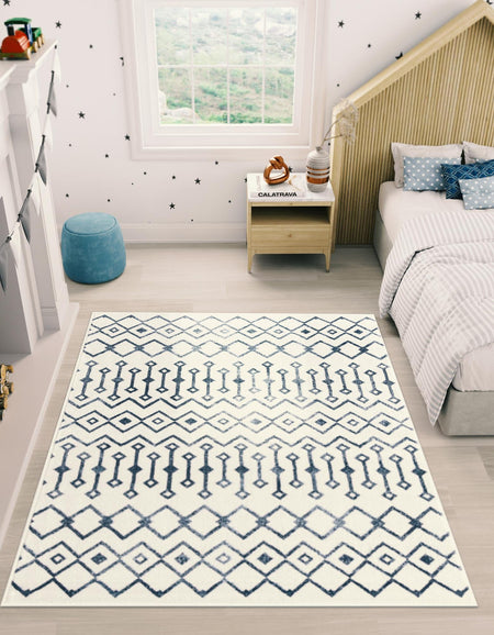 Marrakech Lattice Collection Area Rug - Essaouira (Coastal White)