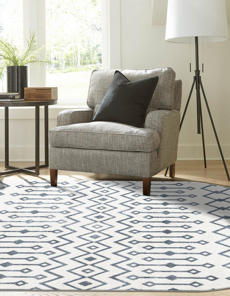 Marrakech Lattice Collection Area Rug - Essaouira (Coastal White)