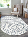 Marrakech Lattice Collection Area Rug - Essaouira (Coastal White) Oval Coastal White  lifestyle 33