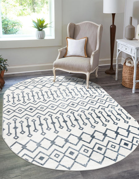 Marrakech Lattice Collection Area Rug - Essaouira (Coastal White)