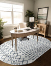 Marrakech Lattice Collection Area Rug - Essaouira (Coastal White) Oval Coastal White  lifestyle 39