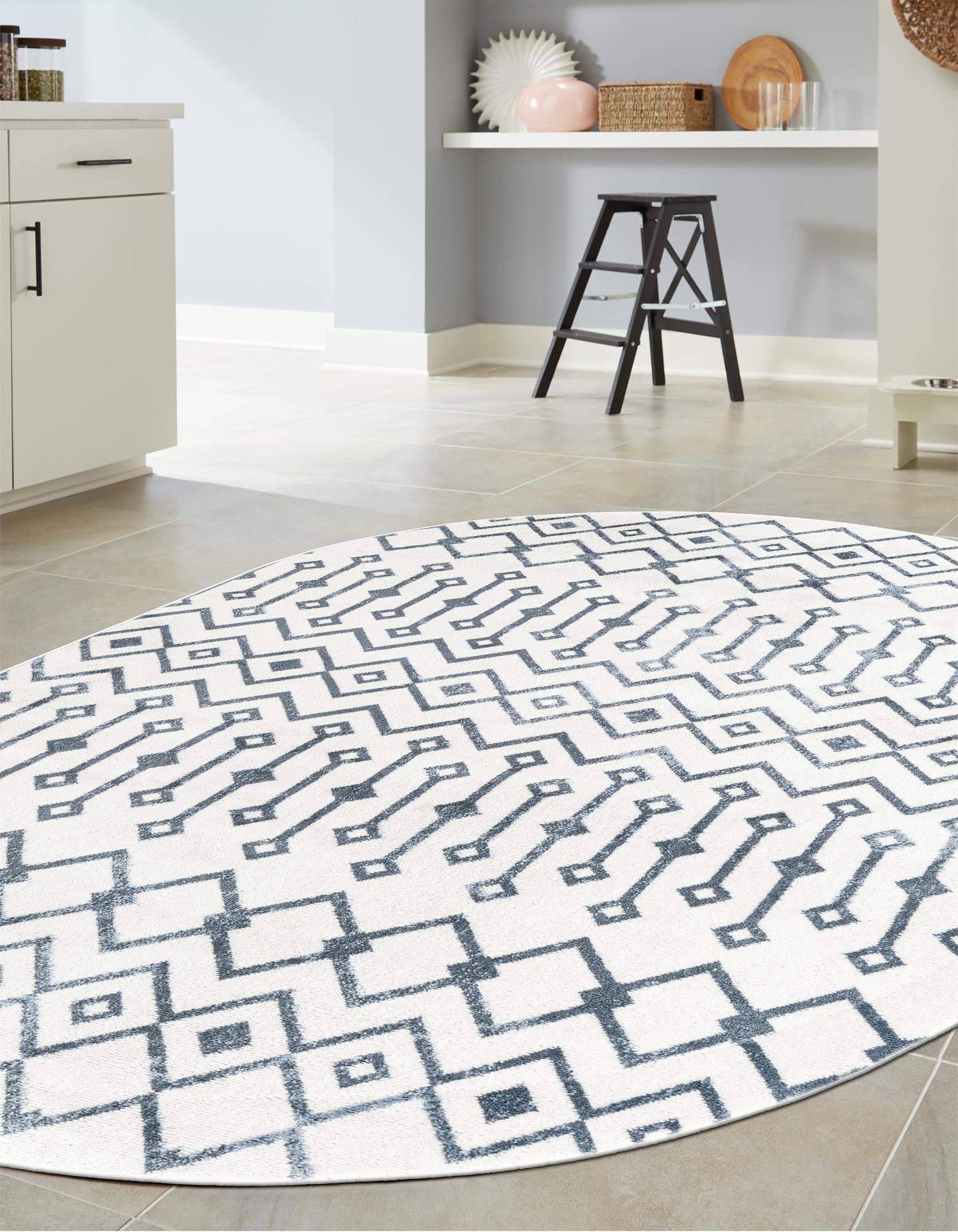 Marrakech Lattice Collection Area Rug - Essaouira (Coastal White)