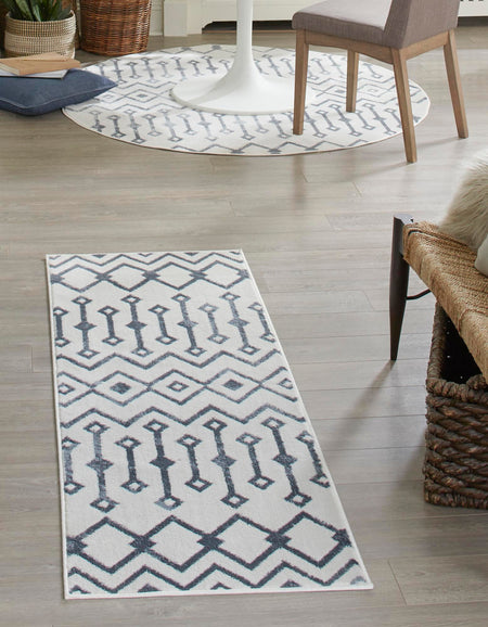 Marrakech Lattice Collection Area Rug - Essaouira (Coastal White)