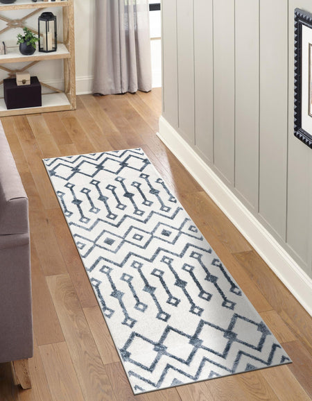 Marrakech Lattice Collection Area Rug - Essaouira (Coastal White)