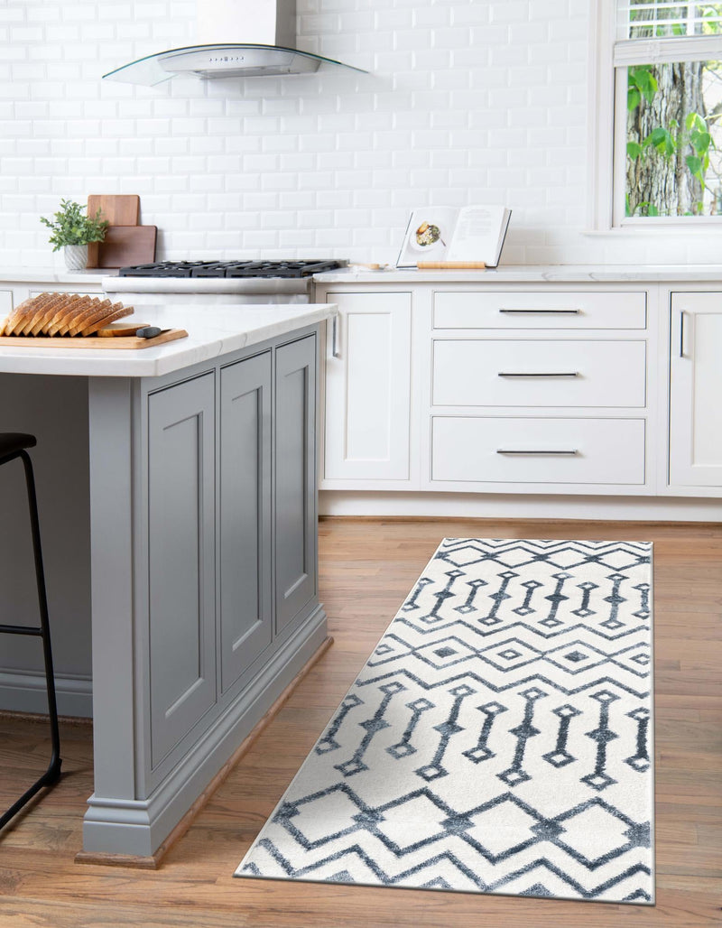 Marrakech Lattice Collection Area Rug - Essaouira (Coastal White) Runner Coastal White  lifestyle 24