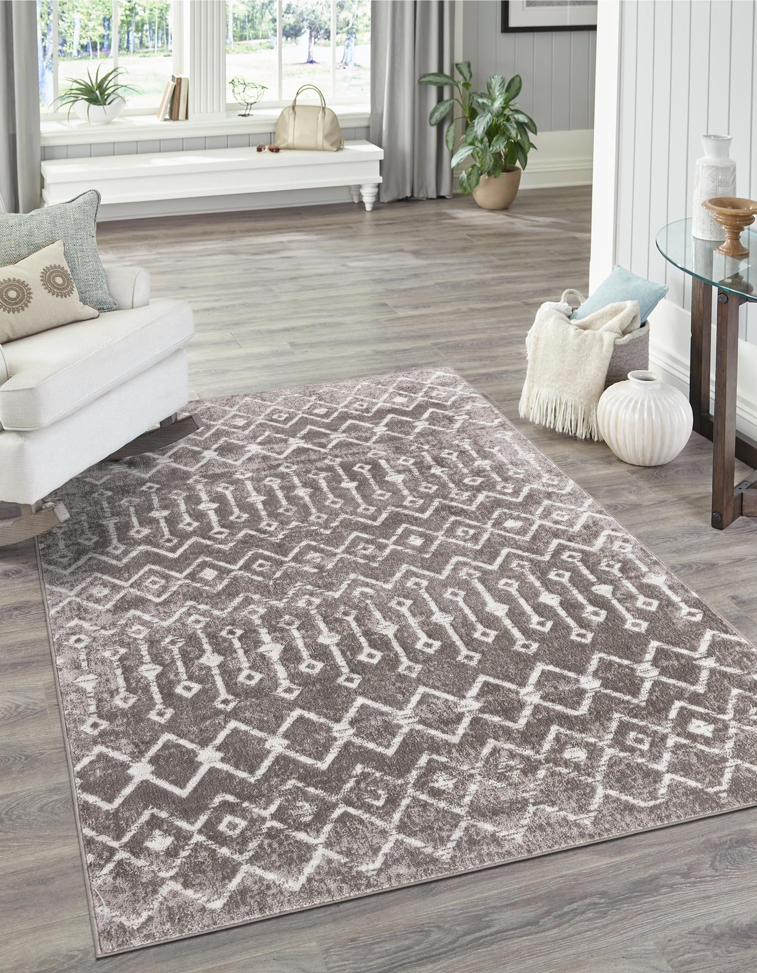 Marrakech Lattice Collection Area Rug - Essaouira (Stone Gray)