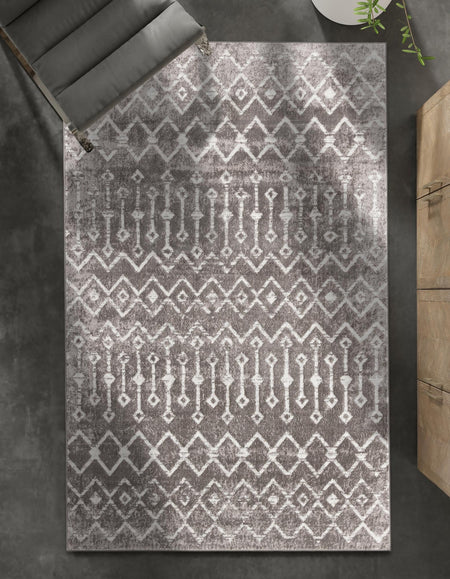 Marrakech Lattice Collection Area Rug - Essaouira (Stone Gray)