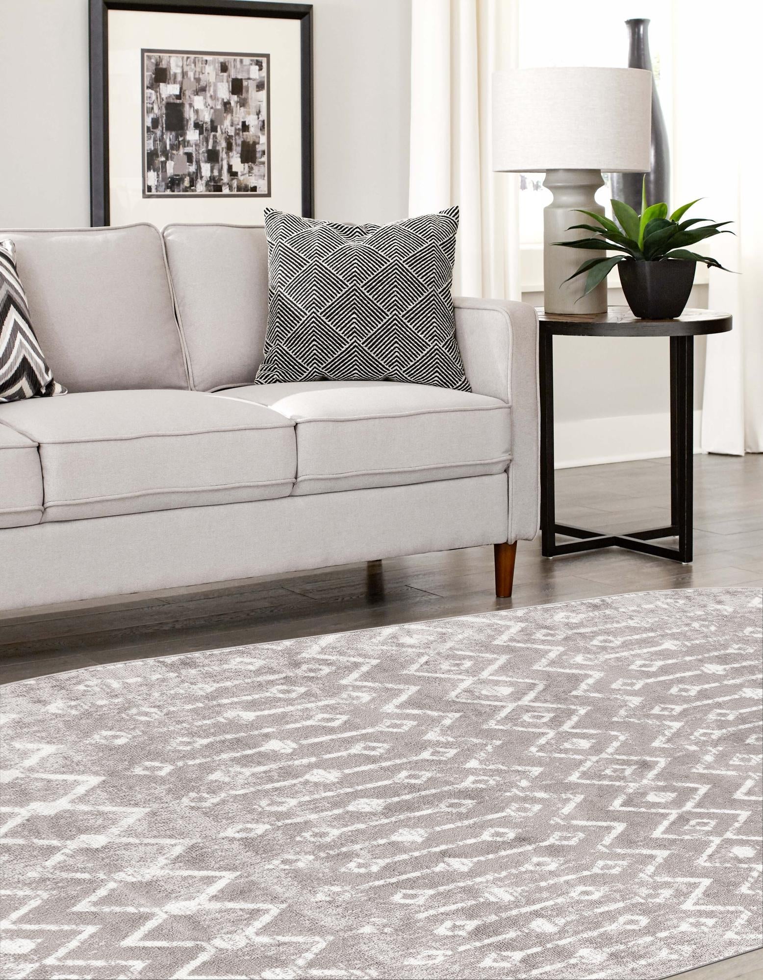 Marrakech Lattice Collection Area Rug - Essaouira (Stone Gray)