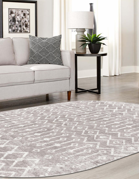 Marrakech Lattice Collection Area Rug - Essaouira (Stone Gray)